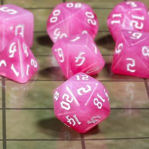 CiaraQ DND Polyhedral Dice Set for Dungeons and Dragons RPG MTG Role Playing Table Games-with 1 Dice Pouch (Pink Gradient)