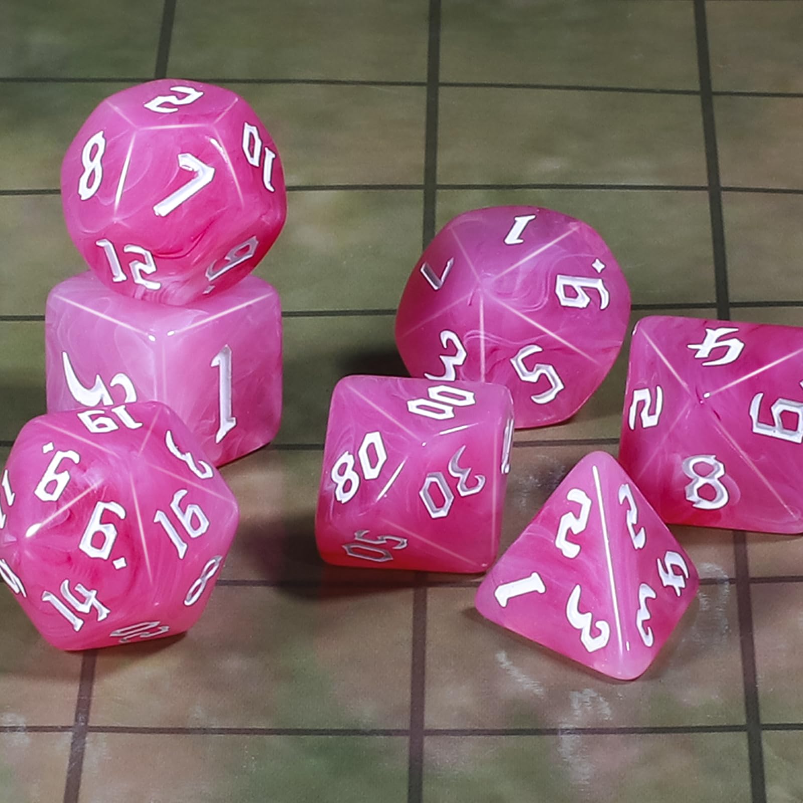 CiaraQ DND Polyhedral Dice Set for Dungeons and Dragons RPG MTG Role Playing Table Games-with 1 Dice Pouch (Pink Gradient)