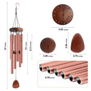 Bursvik Large Aluminium Wind Chimes Outdoor, 37'' Inches Deep Tone Wind Chimes for Outside, Windchimes Housewarming Retirement Gifts for Mom Grandma Women, Garden Patio Decoration for Zen Yoga, Red