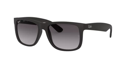 Ray-Ban RB4165 Justin Wayfarer Sunglasses, Rubber Black//Light Grey Gradient Dark Grey, 55 mm