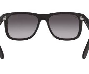 Ray-Ban RB4165 Justin Wayfarer Sunglasses, Rubber Black//Light Grey Gradient Dark Grey, 55 mm