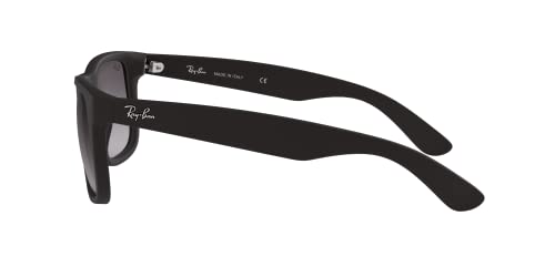 Ray-Ban RB4165 Justin Wayfarer Sunglasses, Rubber Black//Light Grey Gradient Dark Grey, 55 mm