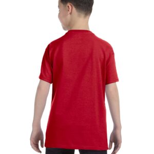 Hanes boys Cotton T-Shirt(5450)-Deep Red-XS