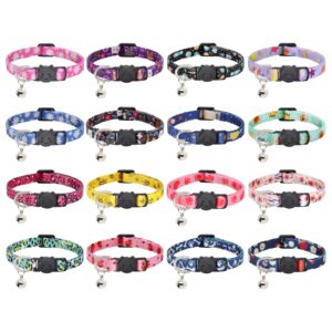 Giecooh Cat Collar, 2 Pack Breakaway Collar with Bells, Safety Buckle Kitten Collars for Boy and Girl Cats, Bee+Ladybug