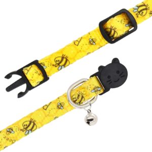 Giecooh Cat Collar, 2 Pack Breakaway Collar with Bells, Safety Buckle Kitten Collars for Boy and Girl Cats, Bee+Ladybug