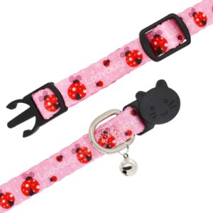 Giecooh Cat Collar, 2 Pack Breakaway Collar with Bells, Safety Buckle Kitten Collars for Boy and Girl Cats, Bee+Ladybug