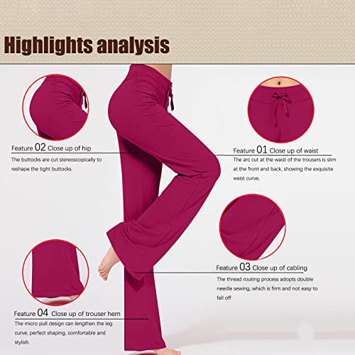 Wide Leg Yoga Pants for Women Plus Size High Waist Stretchy Flare Leggings Soft Drawstring Pockets Workout Cargo Sweatpants