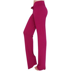 Wide Leg Yoga Pants for Women Plus Size High Waist Stretchy Flare Leggings Soft Drawstring Pockets Workout Cargo Sweatpants