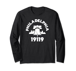 philly neighborhood 19119 zip code philadelphia liberty bell long sleeve t-shirt