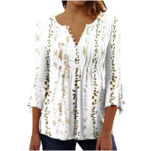 my orders placed recently by me blouses for women 3/4 sleeve tops for women trendy 2023 floral print tunic shirts bell sleeve v neck casual loose blouses beige s