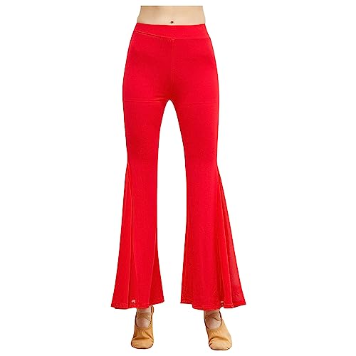 Women Flare Yoga Pants Elastic High Waist Bell Bottoms Bootcut Leggings Ribbed Palazzo Lounge Pants Trousers