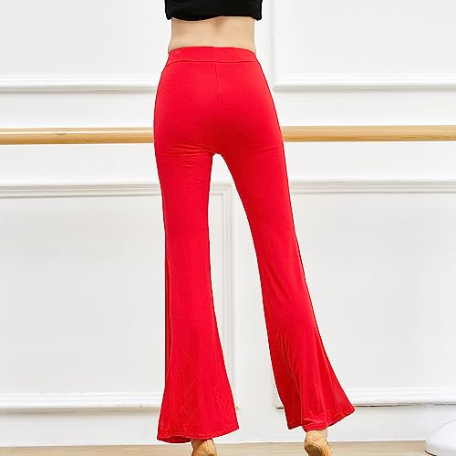 Women Flare Yoga Pants Elastic High Waist Bell Bottoms Bootcut Leggings Ribbed Palazzo Lounge Pants Trousers