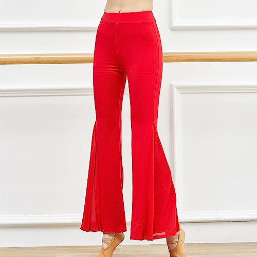 Women Flare Yoga Pants Elastic High Waist Bell Bottoms Bootcut Leggings Ribbed Palazzo Lounge Pants Trousers