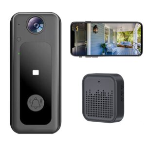 doorbell wireless video doorbell wireless door bells for homes with night vision, two-way voice, 130° viewing angle, visual intercom, 2.4ghz, home security system cool stuff