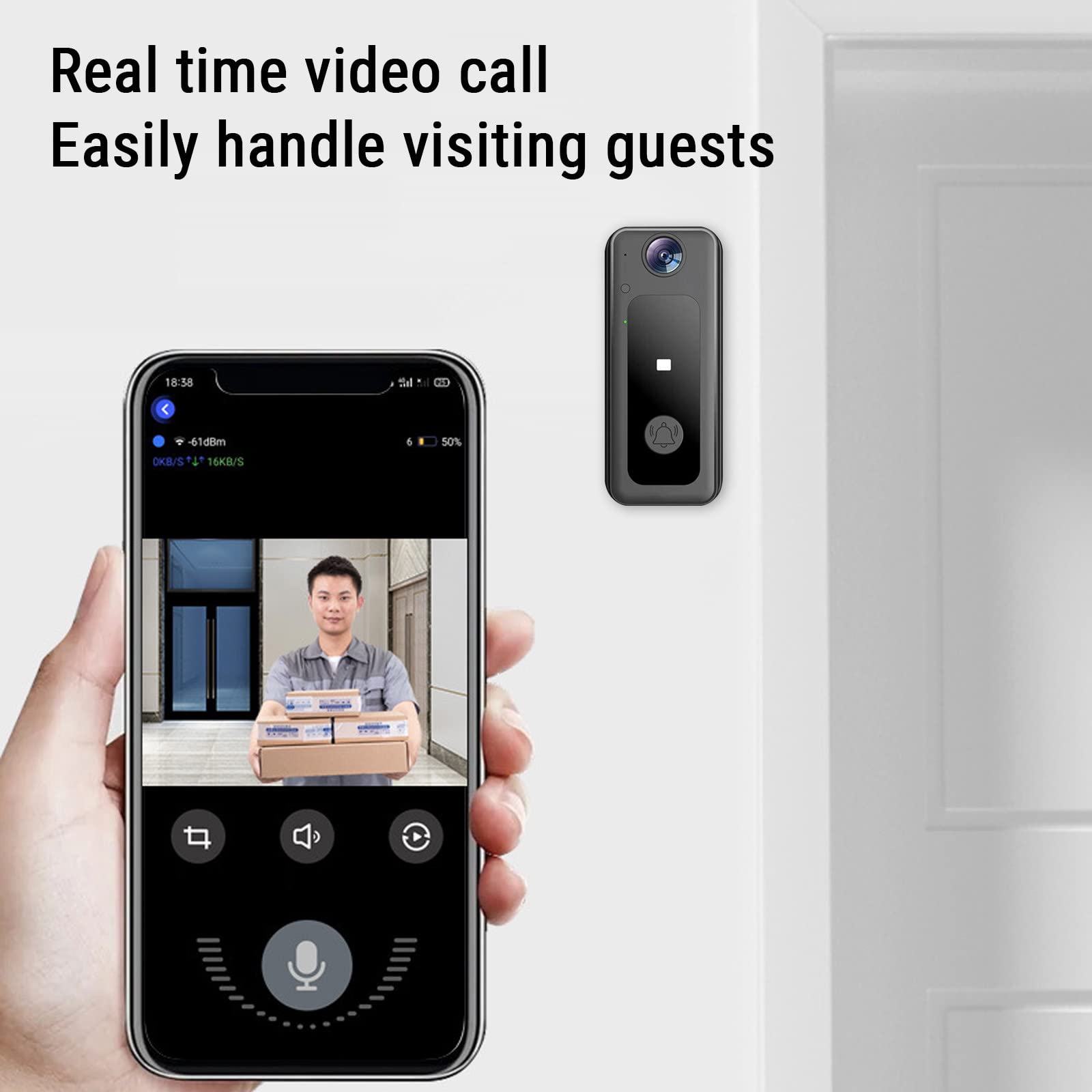 Doorbell Wireless Video Doorbell Wireless Door Bells for Homes with Night Vision, Two-Way Voice, 130° Viewing Angle, Visual Intercom, 2.4GHz, Home Security System Cool Stuff