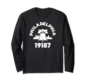 philly neighborhood 19187 zip code philadelphia liberty bell long sleeve t-shirt