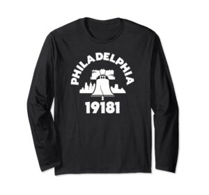 philly neighborhood 19181 zip code philadelphia liberty bell long sleeve t-shirt
