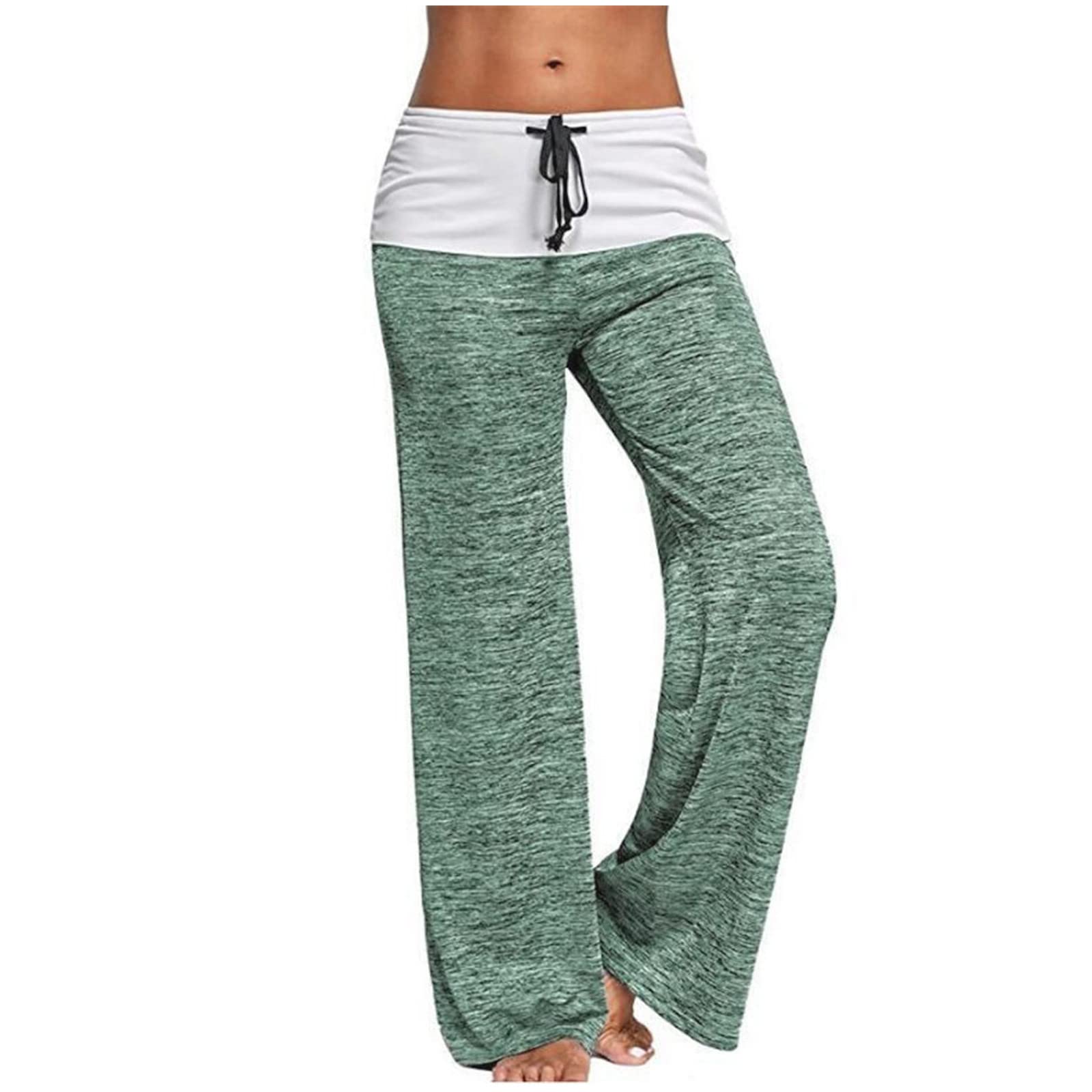 Promo Codes for Today Athletic Leggings for Women with Pockets Womens Drawstring Elastic Waist Palazzo Pants Bell Bottom Pants Flare Leg Bootcut Sports Yoga Activewear Pants Green L