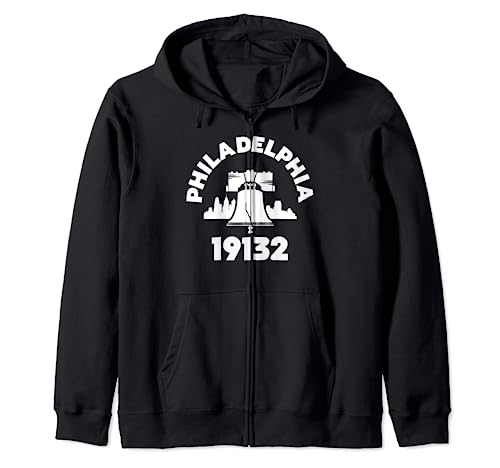 Philly Neighborhood 19132 Zip Code Philadelphia Liberty Bell Zip Hoodie