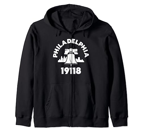 Philly Neighborhood 19118 Zip Code Philadelphia Liberty Bell Zip Hoodie