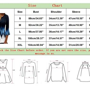 Tshirts Shirts for Women 3/4 Bell Sleeve Button Down Henley Tops Flowy Pleated Casual V Neck Ditsy Floral Blouse