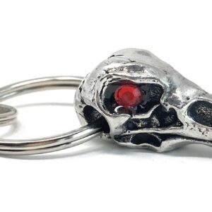 Bravo Bells Raven Skull Diamond Keychain - Pewter Keychain for Bikers - Made in The USA