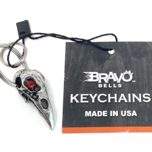 Bravo Bells Raven Skull Diamond Keychain - Pewter Keychain for Bikers - Made in The USA