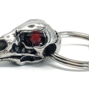 Bravo Bells Raven Skull Diamond Keychain - Pewter Keychain for Bikers - Made in The USA