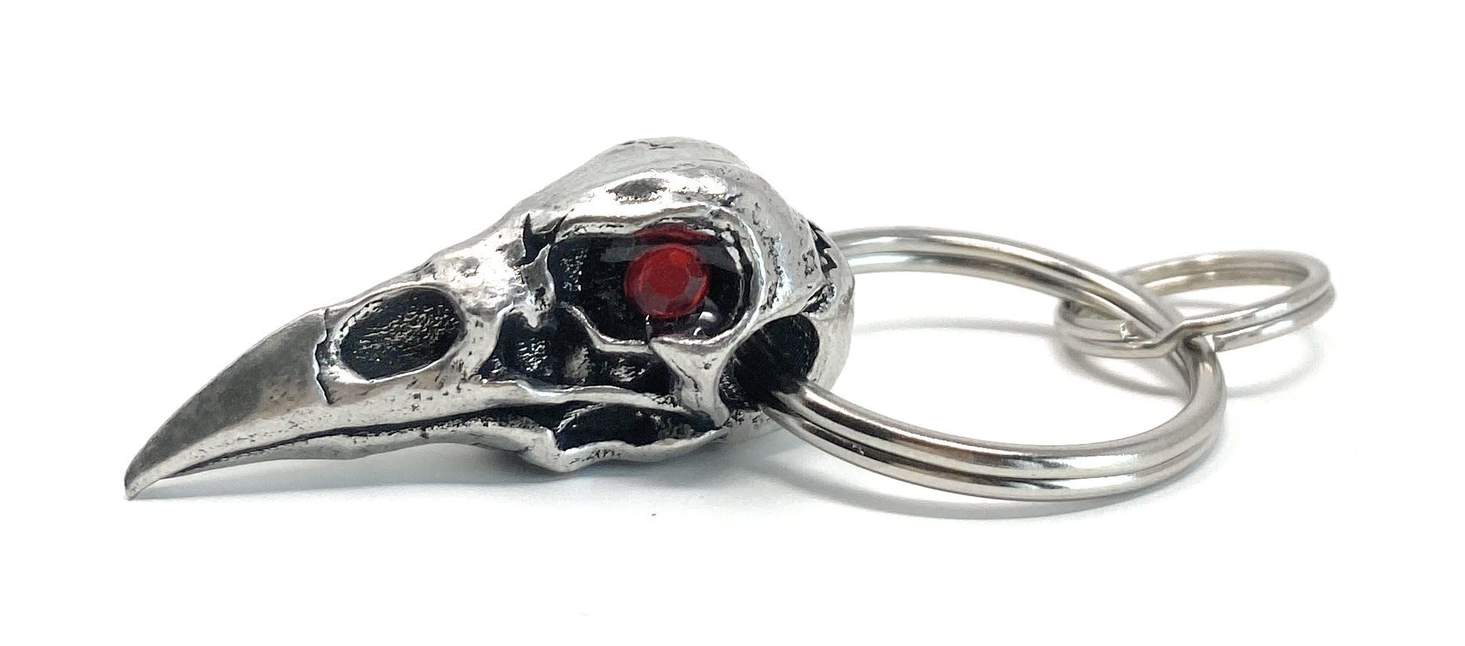 Bravo Bells Raven Skull Diamond Keychain - Pewter Keychain for Bikers - Made in The USA