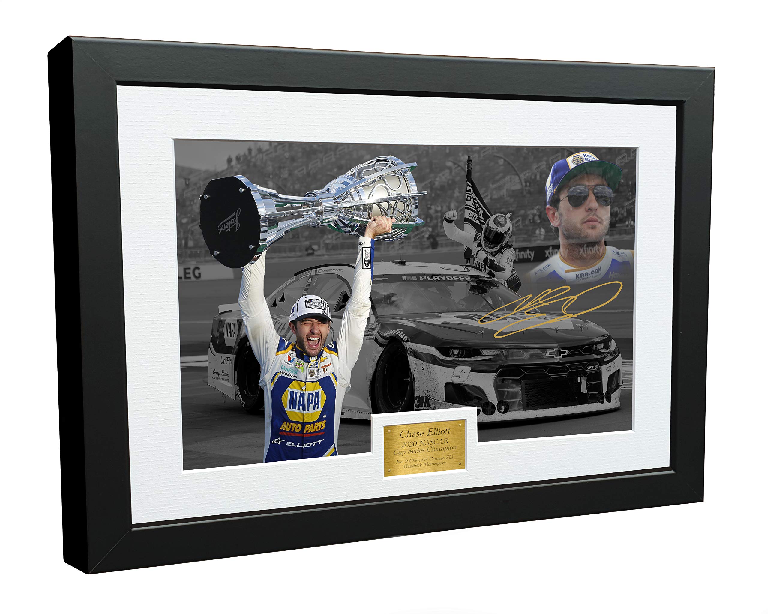 Kitbags & Lockers '2020 NASCAR CHAMPION CELEBRATION' Chase Elliott 12x8 A4 Camaro ZL1 Hendrick Motorsports Signed Autographed Photo Photograph Picture Frame Poster Gift