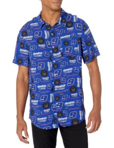 foco nascar chase elliott men's floral button up short sleeve shirt, team color, l