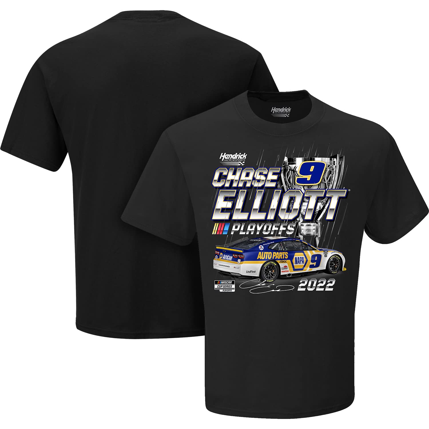 Checkered Flag Sports NASCAR Chase Elliott Playoff T-Shirt - Black 1-Spot Short Sleeve Automotive Racing Apparel - Medium