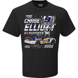 Checkered Flag Sports NASCAR Chase Elliott Playoff T-Shirt - Black 1-Spot Short Sleeve Automotive Racing Apparel - Medium