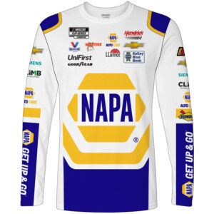 checkered flag sports chase elliott long sleeve napa sublimated uniform pit crew t-shirt (as1, alpha, x_l, regular, regular) multicolor