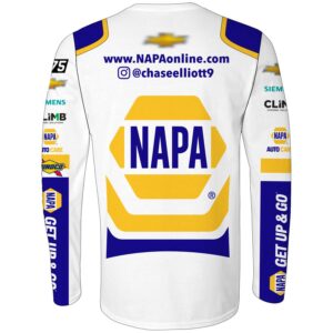 Checkered Flag Sports Chase Elliott Long Sleeve NAPA Sublimated Uniform Pit Crew T-Shirt (as1, Alpha, x_l, Regular, Regular) Multicolor