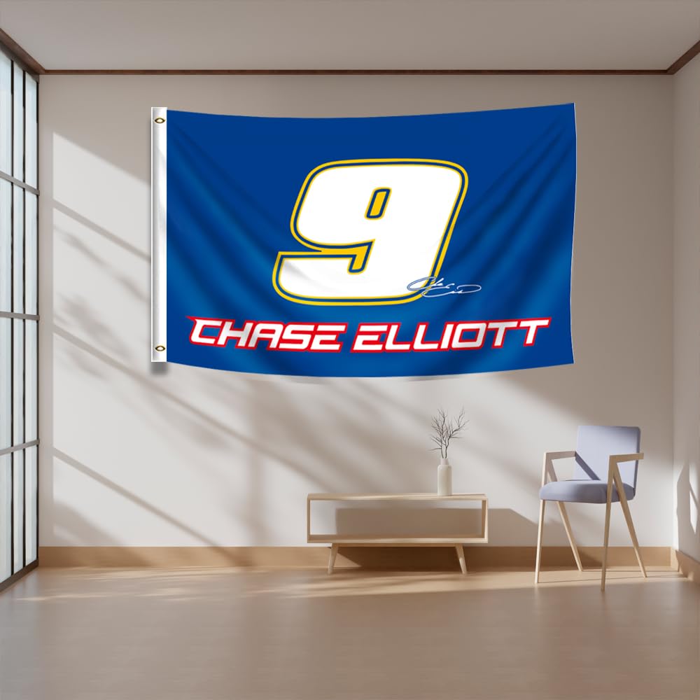 ENMOON Chase Elliott #9 Flag Banner 3x5Ft with Brass Grommets for Car Fans Indoor Outdoor Decor