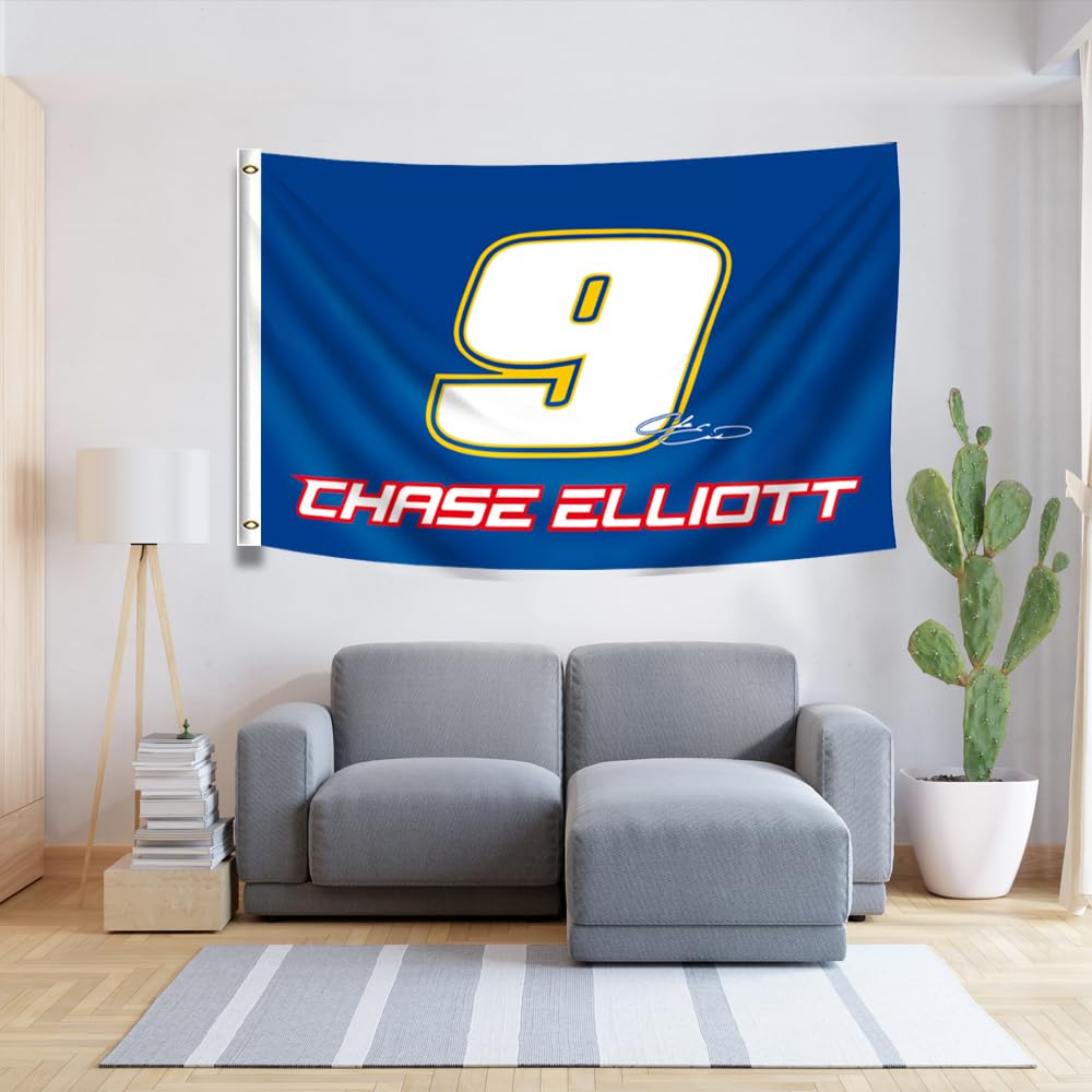 ENMOON Chase Elliott #9 Flag Banner 3x5Ft with Brass Grommets for Car Fans Indoor Outdoor Decor