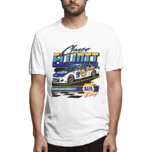 chase elliott 9 men's t-shirt crewneck t-shirt printing performance classic short sleeve white