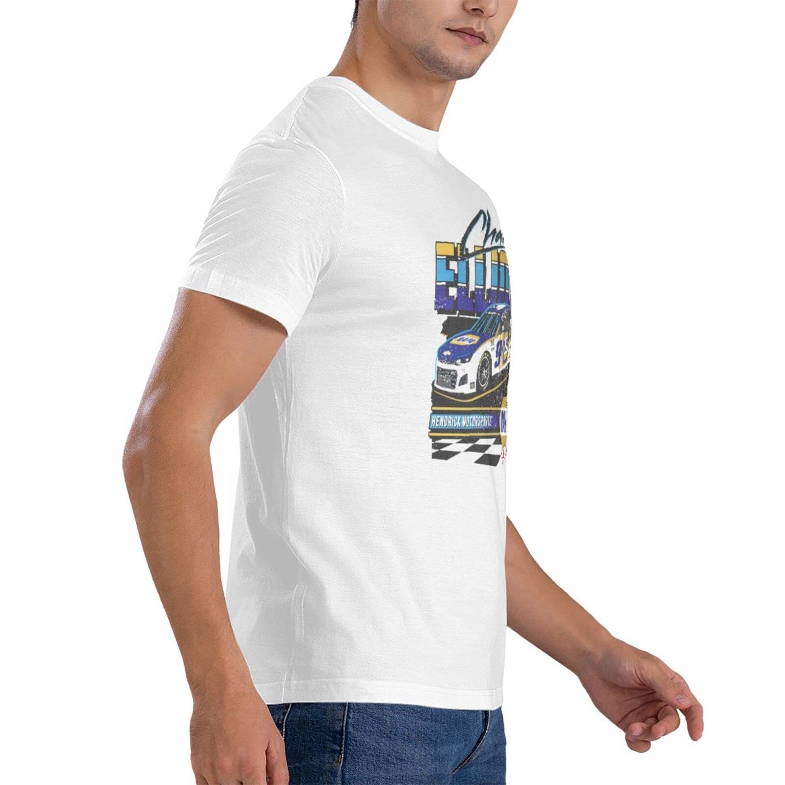 Chase Elliott 9 Men's T-Shirt Crewneck T-Shirt Printing Performance Classic Short Sleeve White