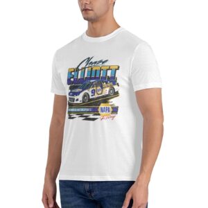 Chase Elliott 9 Men's T-Shirt Crewneck T-Shirt Printing Performance Classic Short Sleeve White