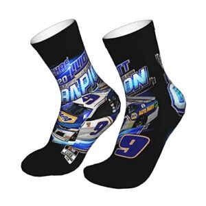 ASFRSH Chase Elliott 9 Unisex Socks Classic Outdoor Sports Running Sock Warm Soft Ventilating Comfort Cool Wicking