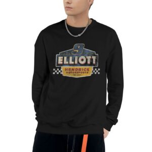 ASFRSH Chase Elliott 9 Crewneck Sweatshirt Hoodie Pullover Long Sleeve Loose Lightweight Sport Unisex Cotton Sweatshirt Black