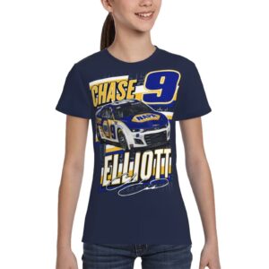 ASFRSH Chase Elliott 9 Shirt for Teen Girl & Boy Printing Short Sleeve Tee Athletic Classic Shirt Crewneck T-Shirt