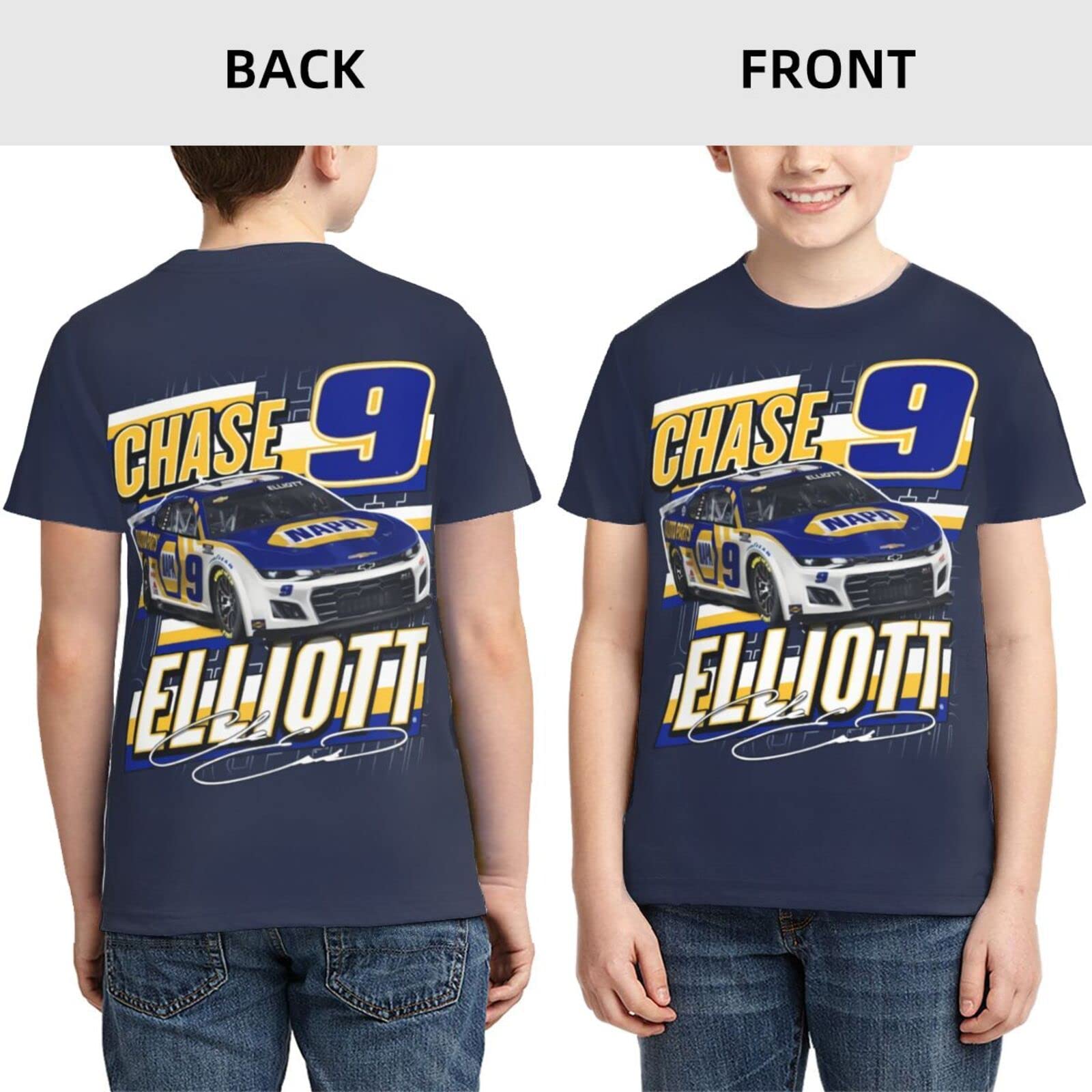 ASFRSH Chase Elliott 9 Shirt for Teen Girl & Boy Printing Short Sleeve Tee Athletic Classic Shirt Crewneck T-Shirt