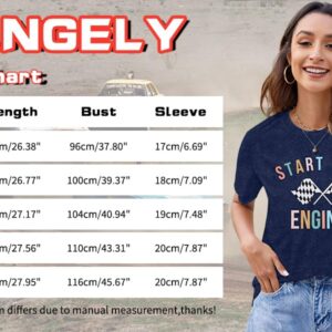 BANGELY Start Your Engines Tshirt Checkered Flag Racing Shirts Raceday Casual Unisex Short Sleeve Tee Tops