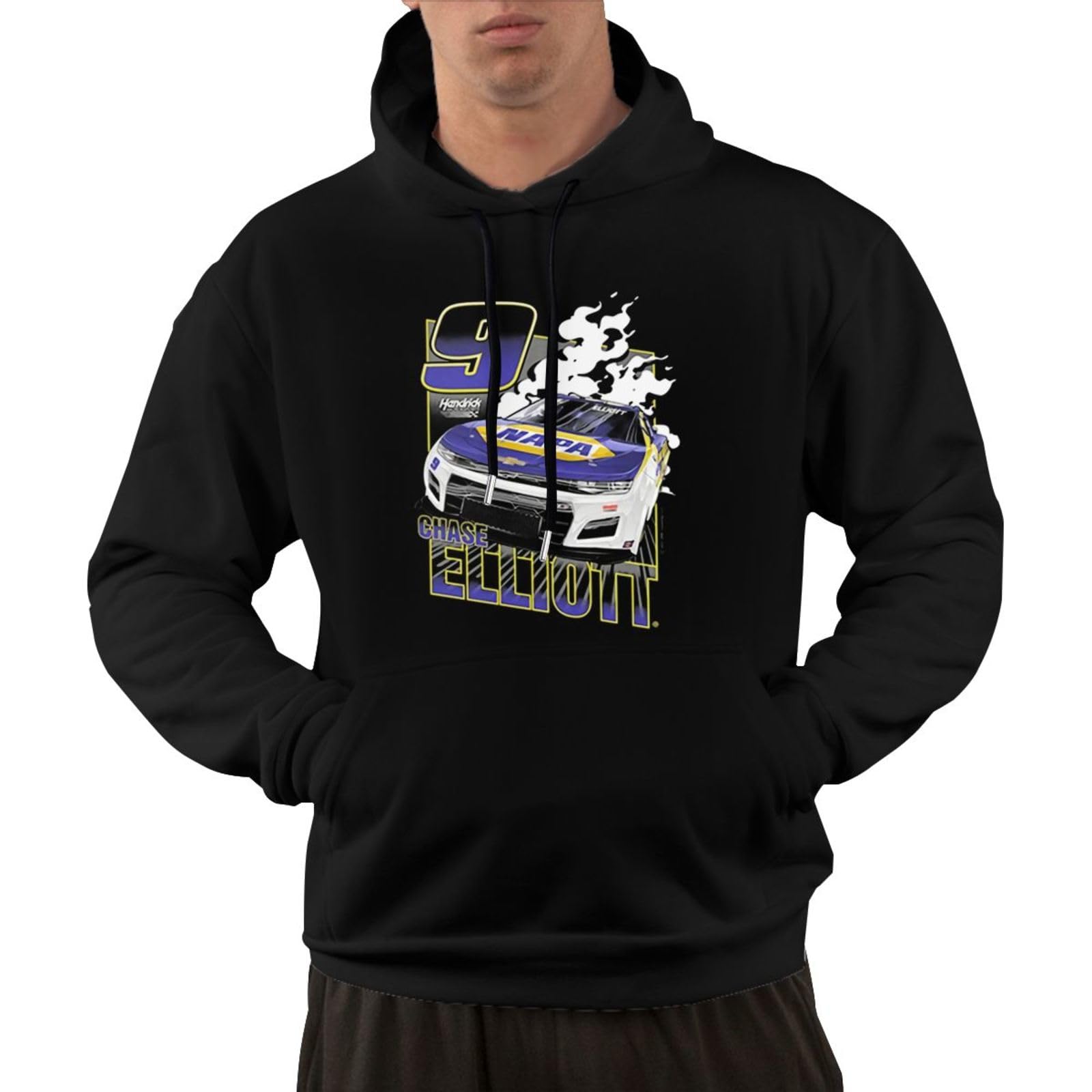 ASFRSH Chase Elliott 9 Men's Cotton Hoodies Heavyweight Pullover Sweatshirt Sportswear Tracksuit Breathable with Pocket Black