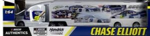action racing action chase elliott #9 championship 2020 1/64th scale hauler trailer semi rig truck tractor diecast metal cab, trailer is plastic