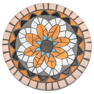 Napco Yellow Flower Mosaic 10 Inch Diameter Multi-colored Concrete Plant Stand