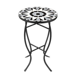 Overstock Ledel Outdoor Ceramic Side Table Mosaic Plant Stand White