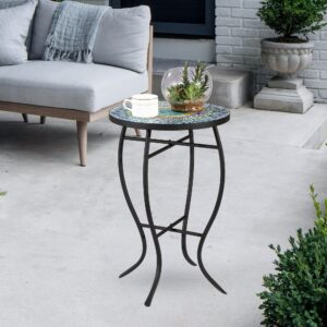 Overstock Ledel Outdoor Ceramic Side Table Mosaic Plant Stand White